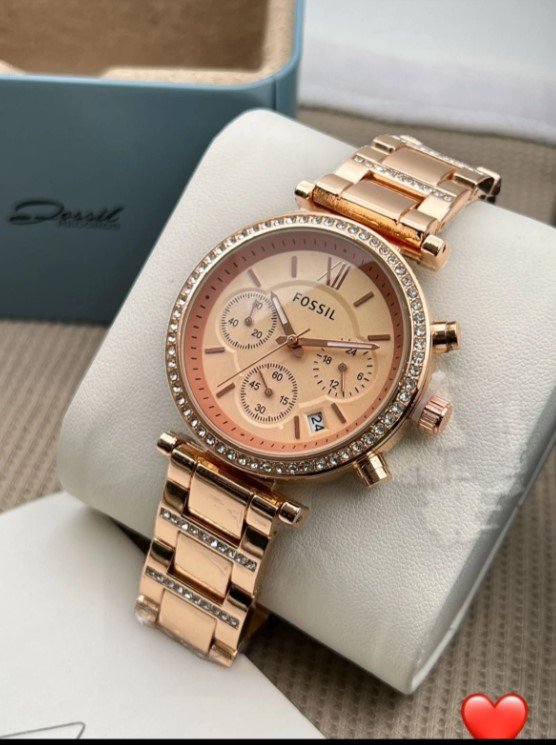 fossil 24 Stylish Fossil Chronograph Chain Watch - Luxury Collection