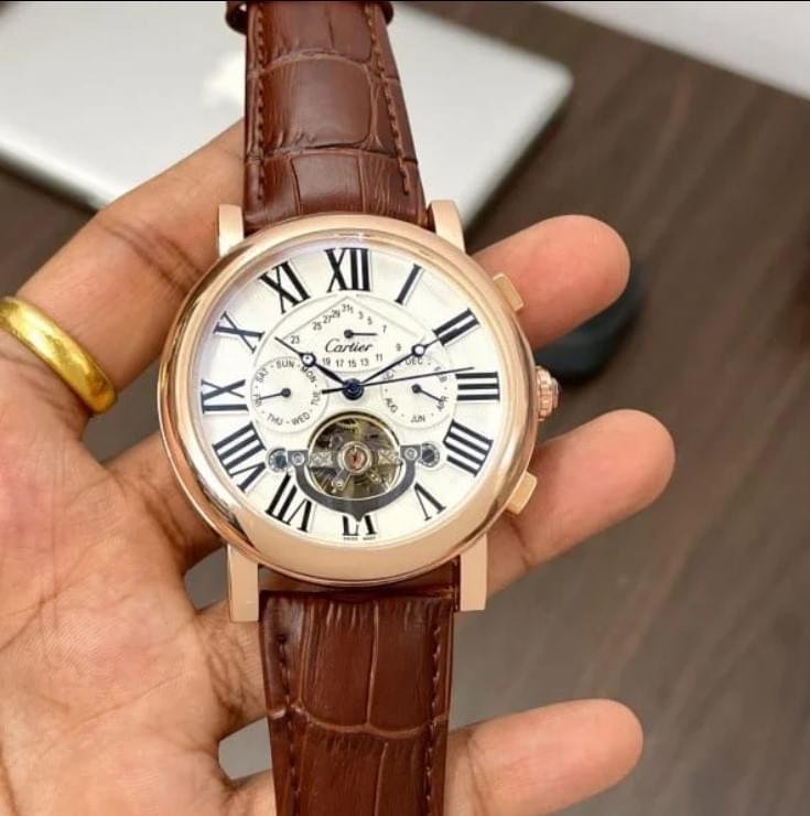 cartier 1 Men’s Cartier Automatic Leather Strap Watch
